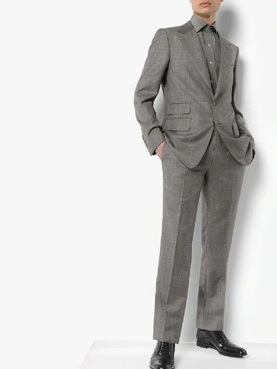 Shop Tom Ford Single-breasted Two-piece Wool Suit In Grey