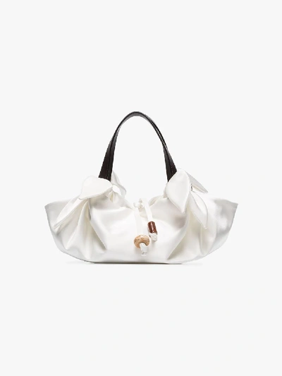 Shop Nanushka Womens White India Mini Silk Clutch Bag