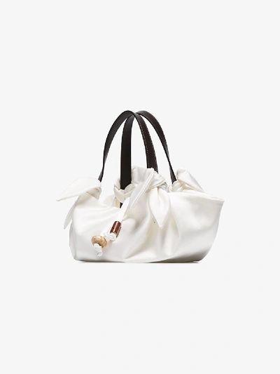 Shop Nanushka Womens White India Mini Silk Clutch Bag