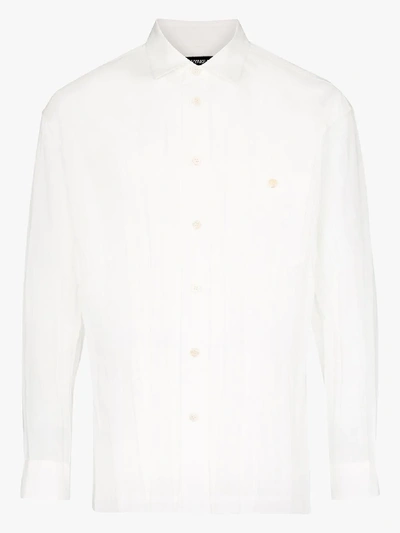 Shop Issey Miyake Crease Detail Formal Shirt In White