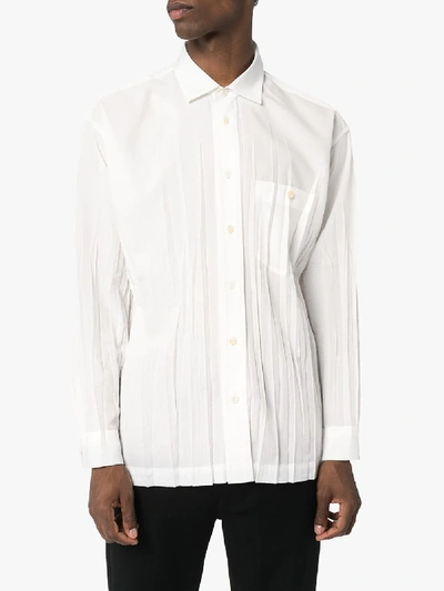 Shop Issey Miyake Crease Detail Formal Shirt In White