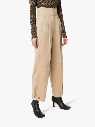 Shop Givenchy Wide Leg Pleated Trousers In Neutrals