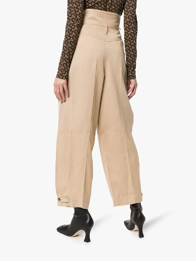 Shop Givenchy Wide Leg Pleated Trousers In Neutrals