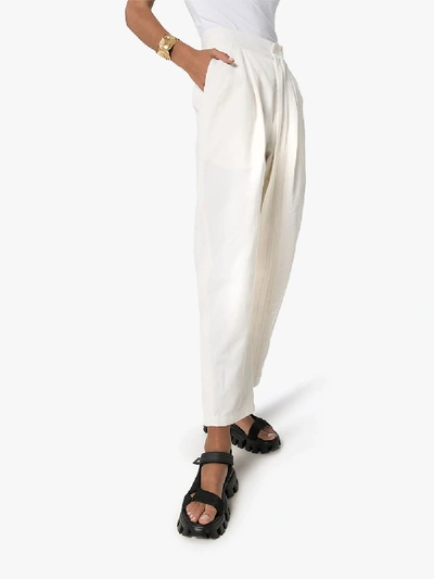 Shop Stella Mccartney Tapered High Waist Trousers In White