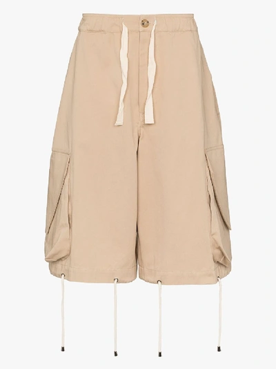 Shop Jw Anderson Drawstring Cargo Shorts In Neutrals