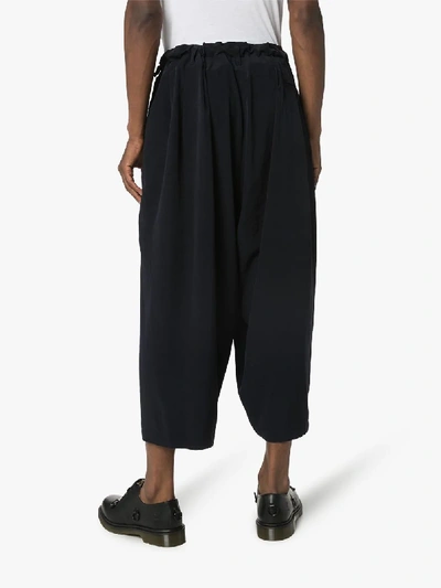 Shop Yohji Yamamoto Sarouel Cropped Trousers In Black