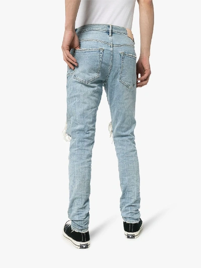 Purple Brand Destroy Knee Slim Fit Jeans In Blue