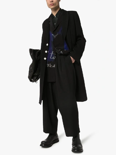 Shop Yohji Yamamoto Wool Gabardine Pleated Trousers In Black
