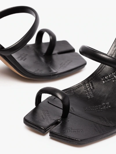 Shop Maison Margiela Black Tabi 85 Block Heel Leather Sandals
