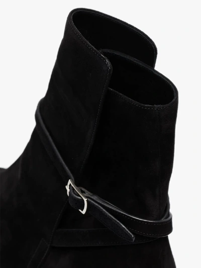 Shop Saint Laurent Black Wyatt Jodhpur Suede Boots