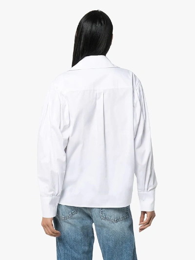 Shop Anouki Bow Front Button-down Cotton Shirt In White