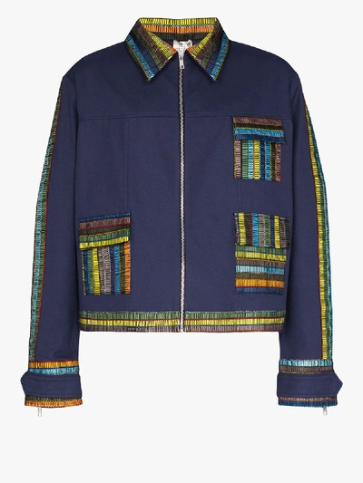 Shop Bethany Williams Woven Recycled Cotton Shirt Jacket In Blue
