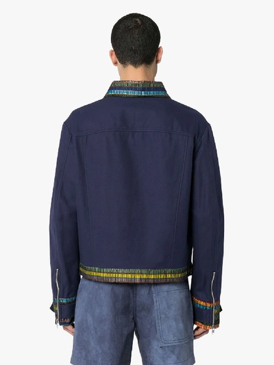 Shop Bethany Williams Woven Recycled Cotton Shirt Jacket In Blue