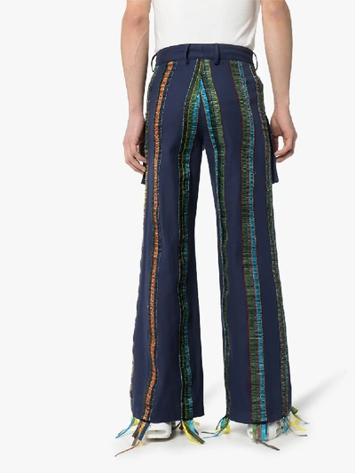 Shop Bethany Williams Woven Stripe Organic Cotton Trousers In Blue