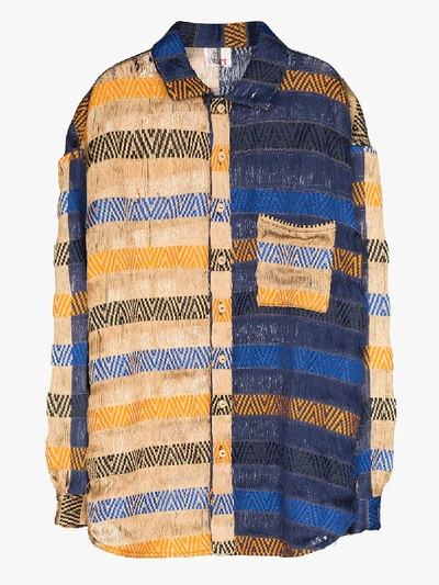 Shop Bethany Williams Handwoven Colour Block Shirt In Blue