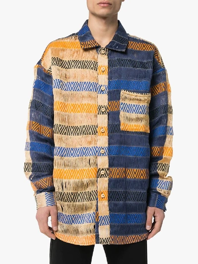 Shop Bethany Williams Handwoven Colour Block Shirt In Blue