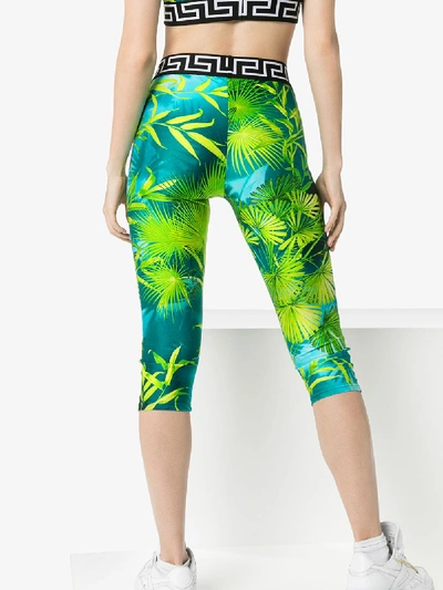 Shop Versace Jungle Print Cropped Leggings In Green