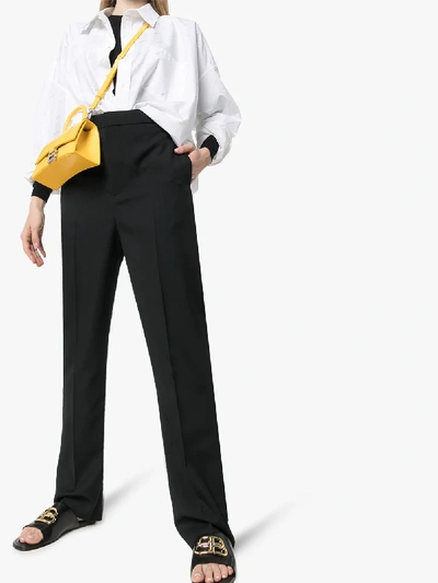 Shop Balenciaga Black Straight-leg Uniform Trousers