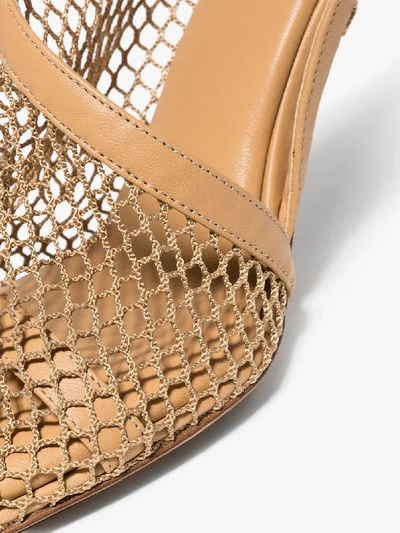 Shop Bottega Veneta Beige 90 Ankle Chain Leather Sandals In Neutrals