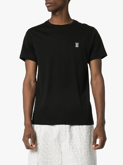 Shop Burberry Black Monogram Logo T-shirt