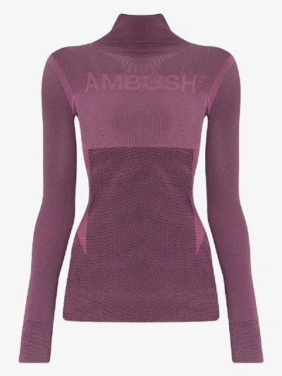 Shop Ambush Turtleneck Seamless Knit Top In Pink