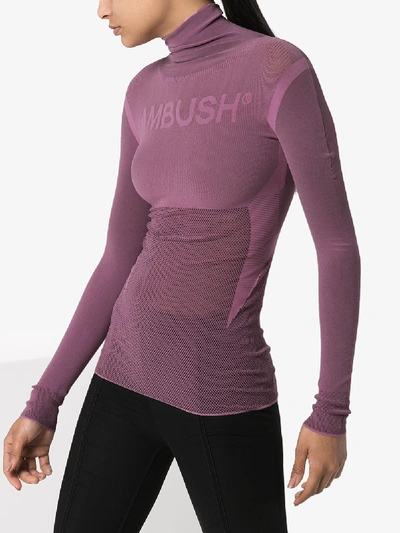 Shop Ambush Turtleneck Seamless Knit Top In Pink