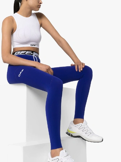 Shop Off-white Active Logo Seamless Leggings In Blue