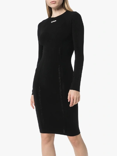 Shop Off-white Seamless Stretch Knee-length Dress In Black