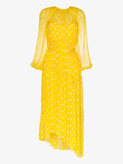 Shop Zimmermann Womens Yellow Brightside Swing Polka Dot Silk Dress