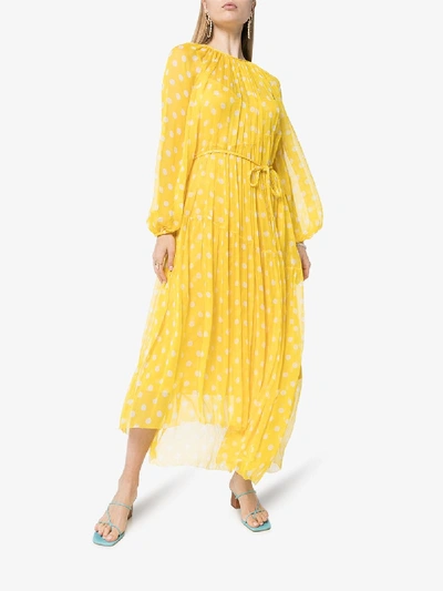 Shop Zimmermann Womens Yellow Brightside Swing Polka Dot Silk Dress