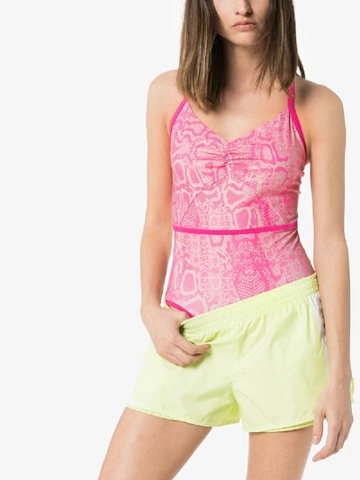 Shop Adidas Originals Snake Print Swimsuit In Pink