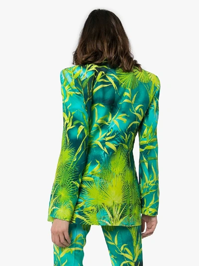 Shop Versace Jungle Print Single-breasted Blazer In Blue