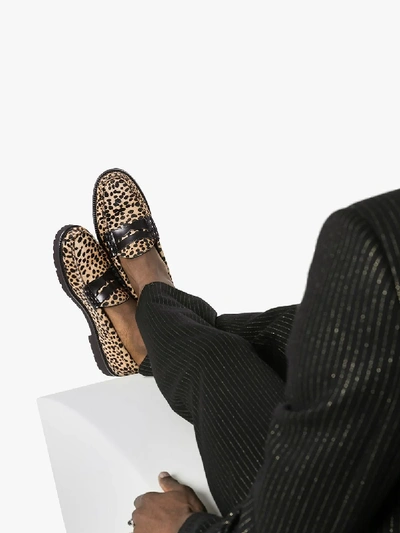 Shop G.h. Bass & Co. Brown Weejun 90s Larson Cheetah Print Loafers In Black