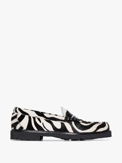 Shop G.h. Bass & Co. Black And White Weejun 90s Larson Zebra Print Loafers