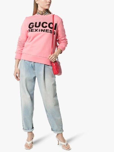 Shop Gucci Sexiness Print Cotton Sweatshirt In Pink