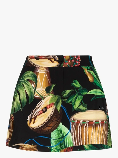 Shop Dolce & Gabbana Womens Green Drum Print Shorts