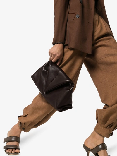 Shop Bottega Veneta Brown Envelope Leather Clutch Bag
