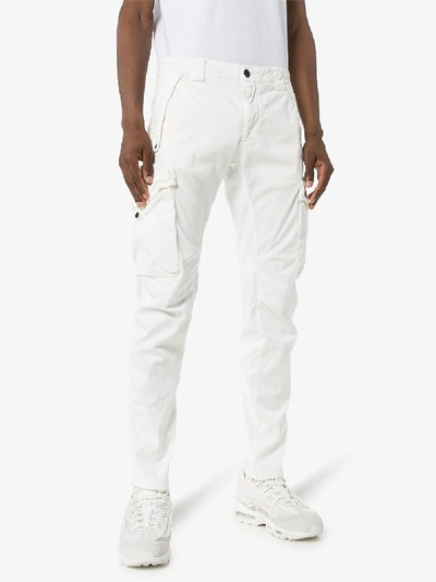 Shop C.p. Company Pocket Detail Cargo Trousers In White