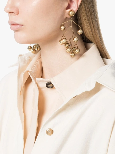 Shop Jil Sander Gold Tone Balance Drop Mobile Earrings