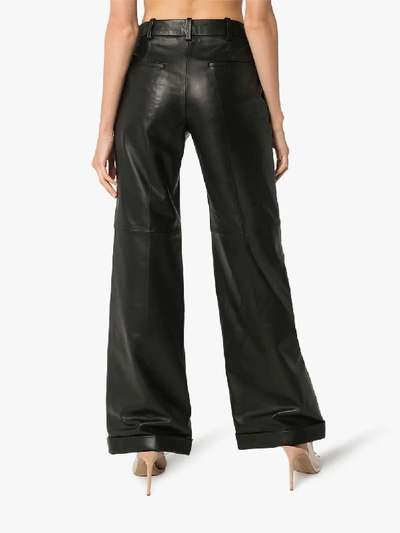 Shop Off-white Cutout Leather Trousers In Black