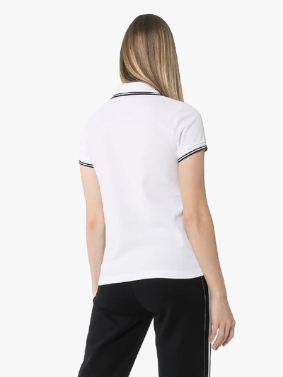 Shop Moncler Logo Cotton Polo Shirt In White