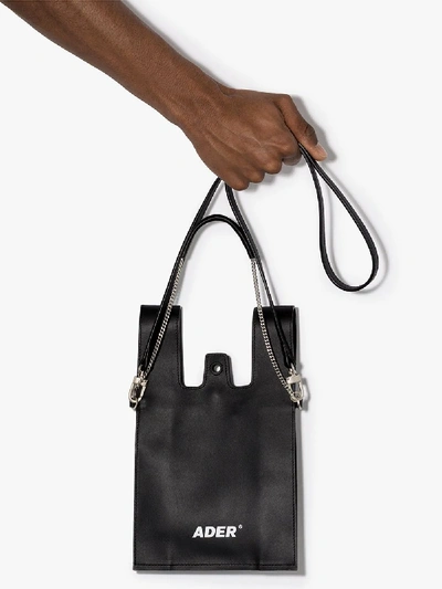 Shop Ader Error Black Chain Strap Leather Bag