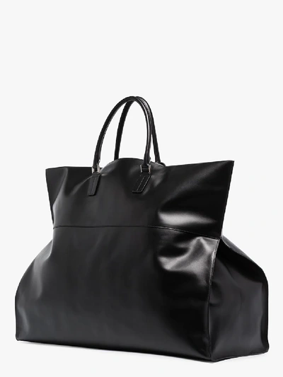 Shop Jil Sander Black Large Cloak Leather Tote Bag