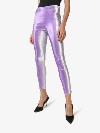 Shop Area Ankle Zip Iridescent Leggings In Purple