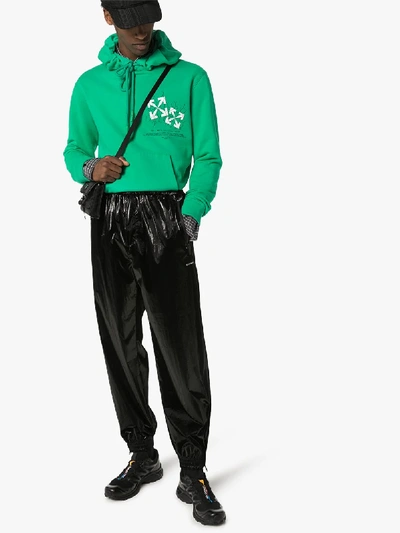 Off-white Fence Arrow Print Hoodie In Green | ModeSens