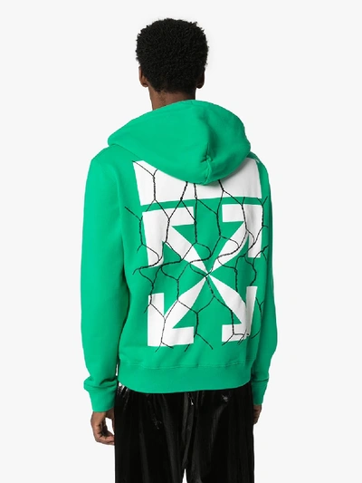 Shop Off-white Fence Arrow Print Hoodie In Green