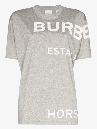 Shop Burberry Horseferry Print Oversized T-shirt In Grey