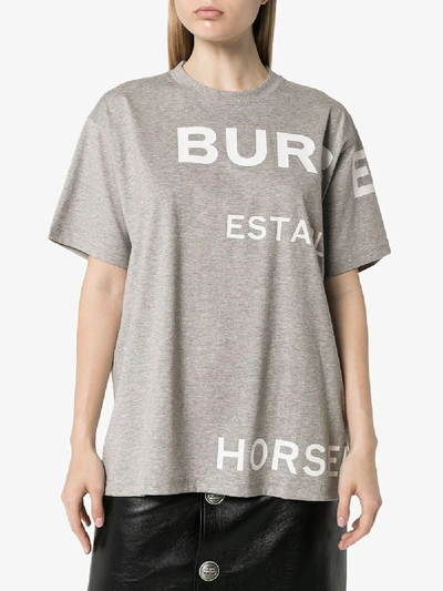 Shop Burberry Horseferry Print Oversized T-shirt In Grey