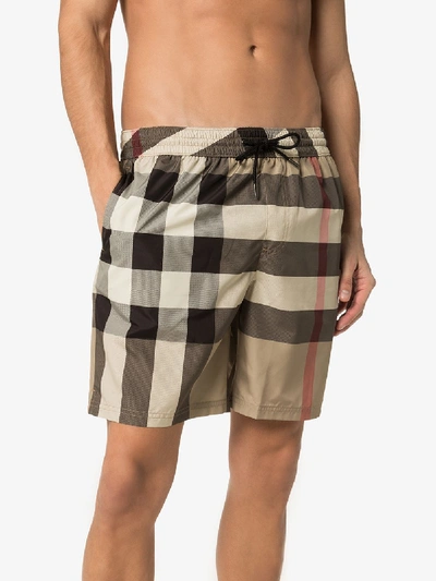 Shop Burberry Neutral House Check Swim Shorts - Men's - Polyester In Neutrals