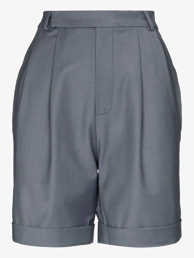 Shop Anouki Pleated Wool Shorts In Grey